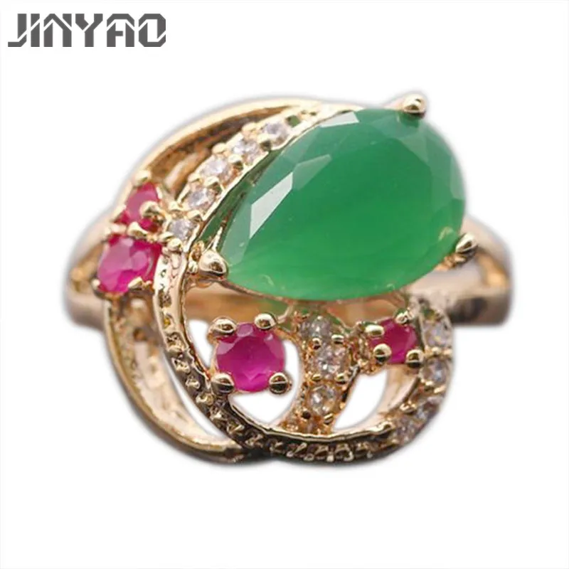 Модные ювелирные изделия Красный фианит & большой зеленый AAA CZ драгоценный камень