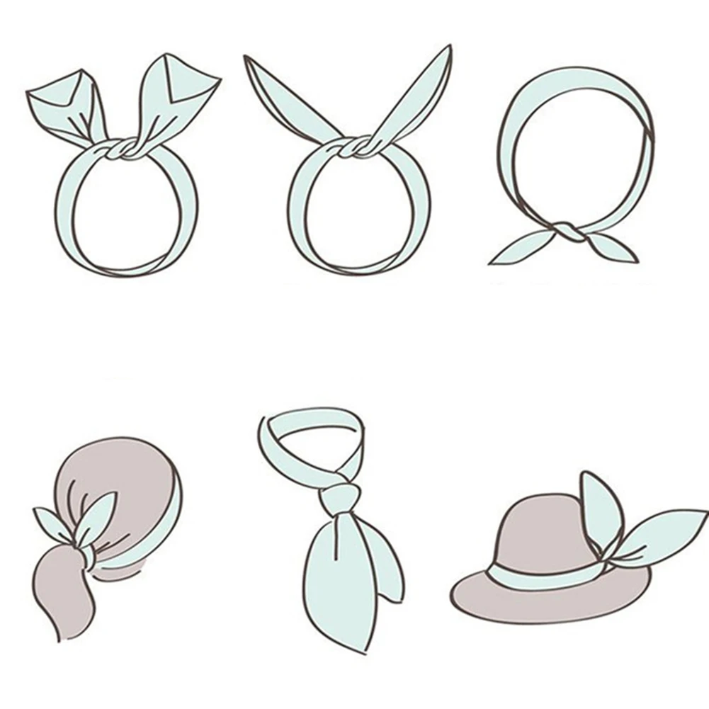 

Cute Turban Girls Solid Color Headband Women's Multi Use Adjustable Hair Band with Metal Wire Scarf Cross Bow Hair Accessories