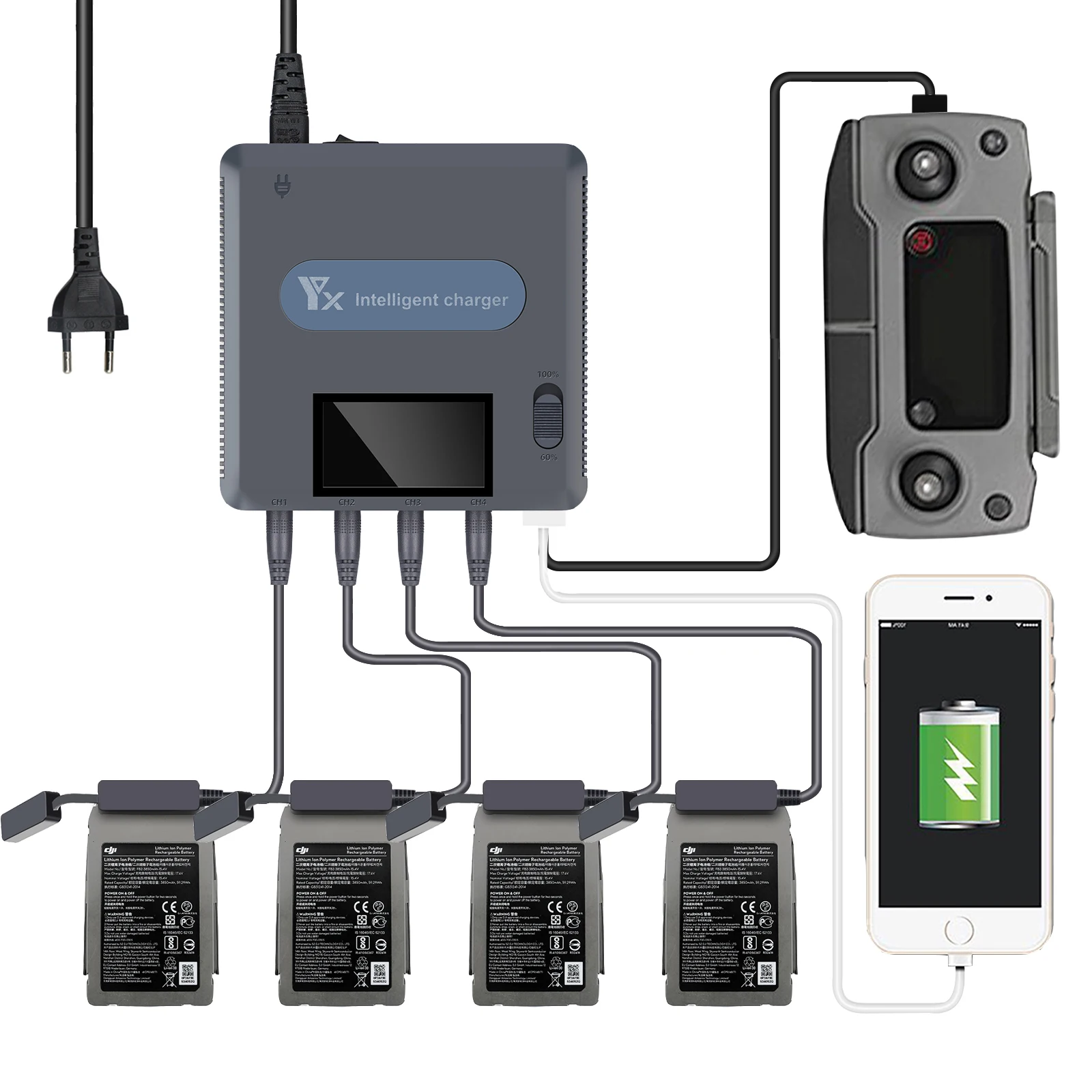 

Зарядное устройство 6 в 1 с USB-портом для дрона Mavic Air 2 /2S