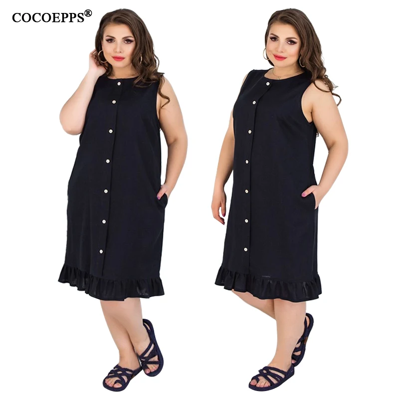 

5xl 6xl ruffles big size women dress straight casual loose plus size dress beach knee length midi summer dress large vestidos