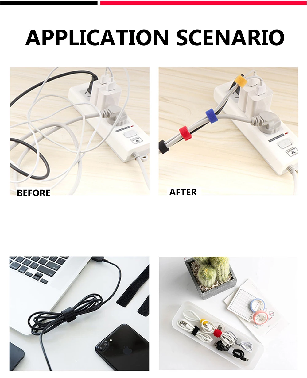 50 шт./лот разноцветный органайзер для кабеля ремни управления застежки стяжки
