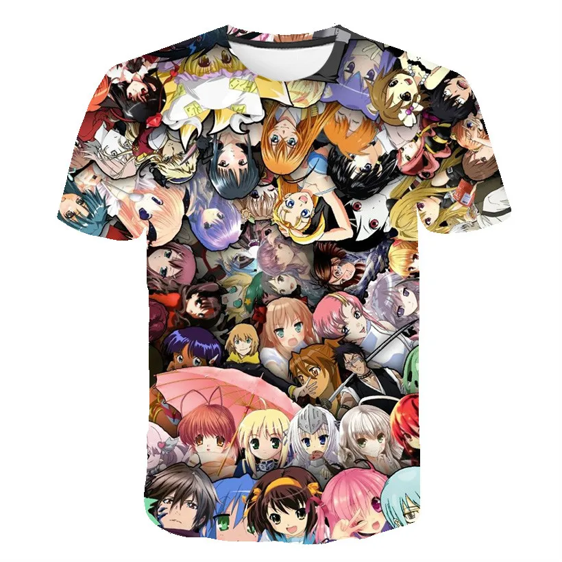 

One-piece Summer Japanese Anime Men's Short-sleeved 3D Anime Print Round Neck T-shirt Cartoon Castle King T-shirt 2021 New Top