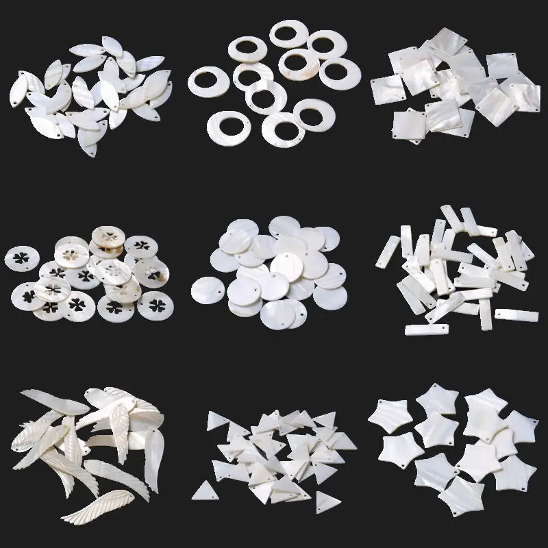

White Natural Shell Mother of Pearl Beads Charms Freshwater Pearl Shell Beads Connectors for Jewelry Making Necklace DIY Craft
