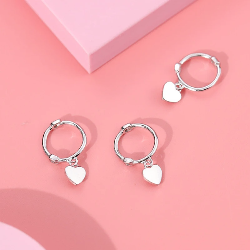 Серьги-Клипсы из чистого серебра S925 пробы, серьги в форме сердца, серьги для женщин, подарок на Рождество, Новинка