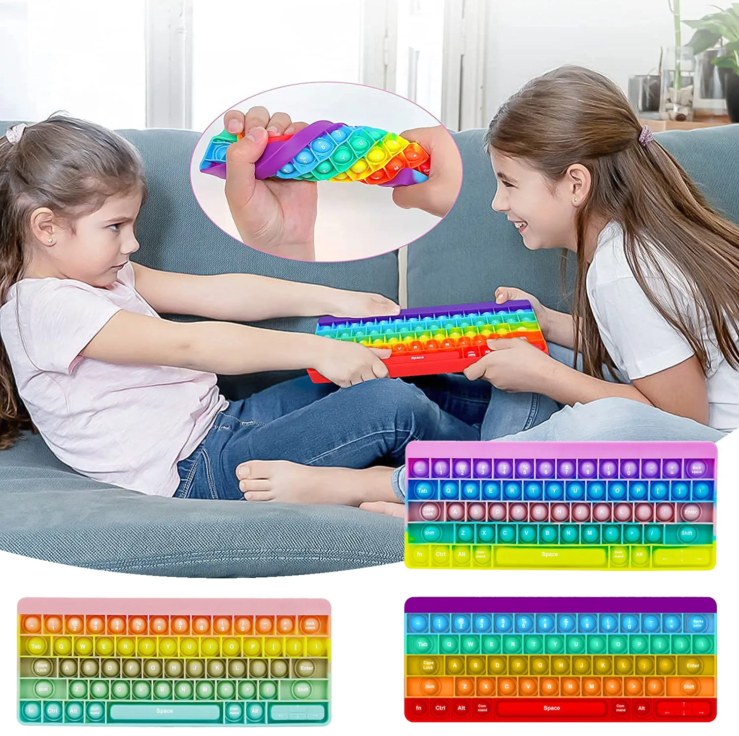 

Реалистичная клавиатура, игрушки-антистресс с простыми зажимами, пузырьки, радуга, градиент, пуш-Ай, антистресс, Прямая поставка