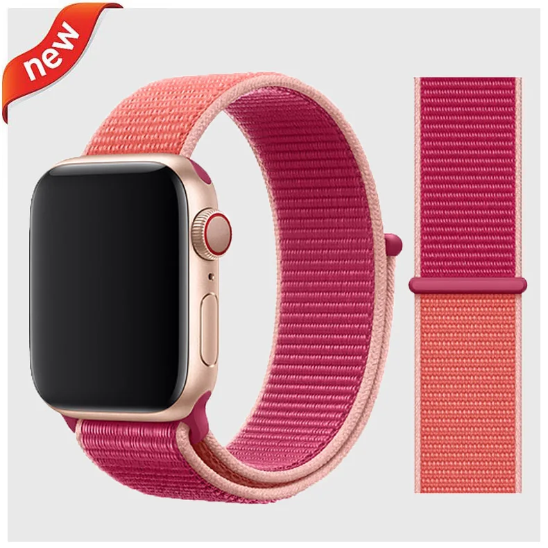 Pomegranate Ремешок для apple watch, ремешок 44 мм, 40 мм, тканый нейлоновый ремешок iwatch серии 5, 4, 3, ремешок 42 мм, 38 мм, ремень, аксессуары для apple watch - Цвет ремешка: Pomegranate