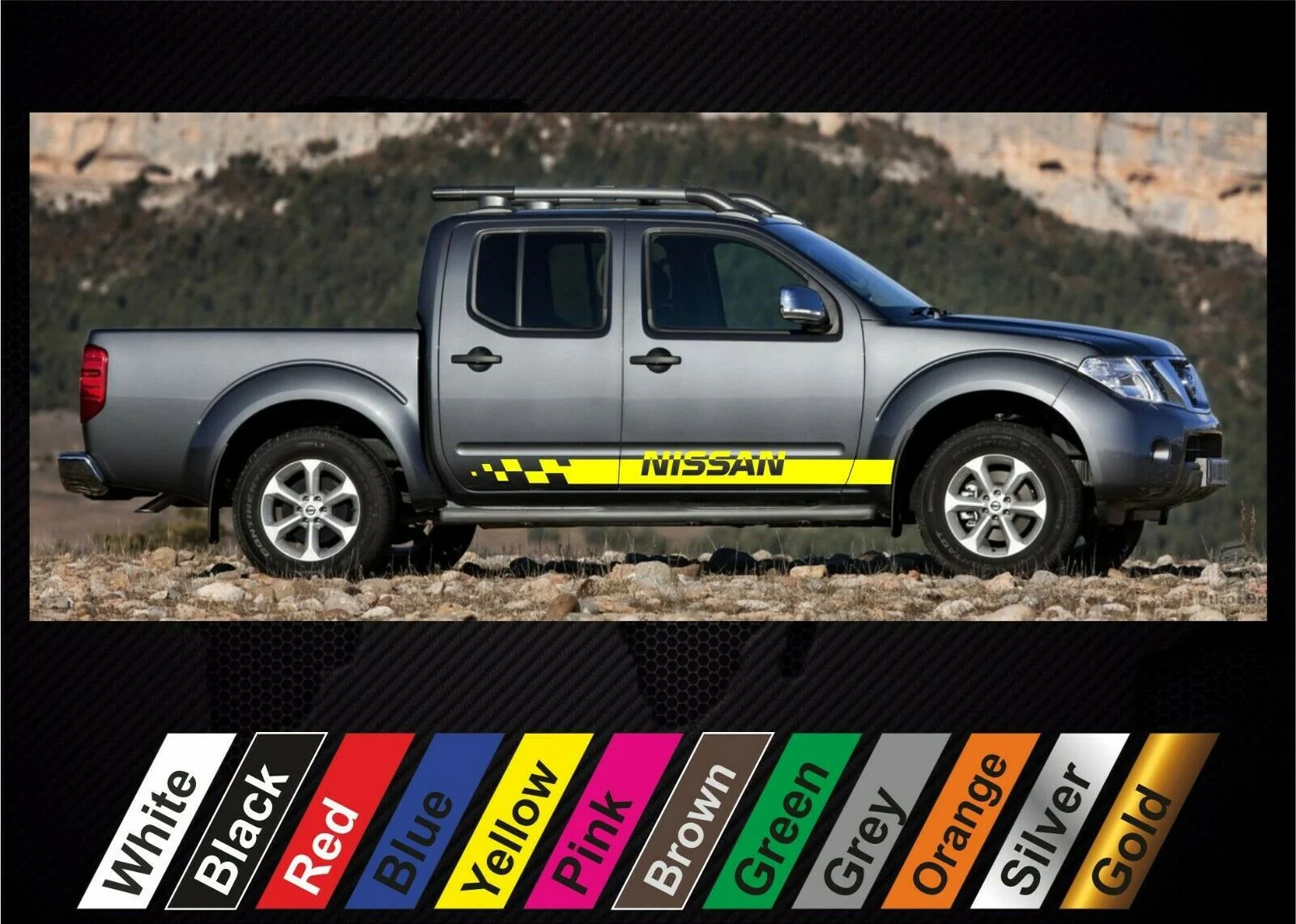 

For x2 stickers Nissan Navara graphics side stripe decal sticker #7