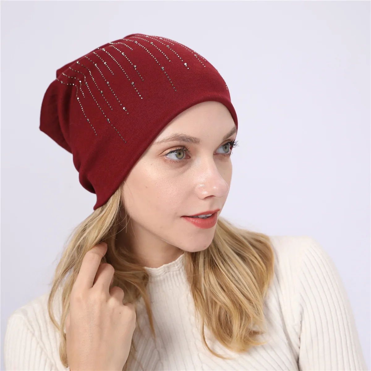 Стразы beanies turban головные уборы для женщин эластичные мягкие хлопковые шапки бини шапки Женская мода шапки сплошной цвет весна-осень шляпа