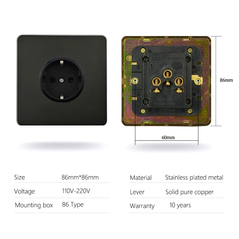 Avoir Wall Toggle Switch Black Knurled Electrical Usb Socket Stainless Steel Panel Light Switches EU French Standard Plug Outlet on - Выключатель настенный Avoir, черный, с насечкой, электрическая розетка USB из нержавеющей стали, панель с выключателями, 