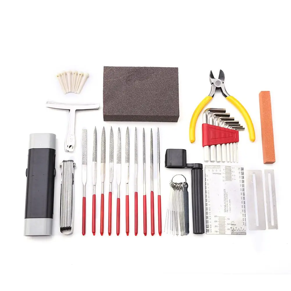 

Guitars Repair Maintenance Accessories Tool Set Guitar Toolkit with Grinding Fret File Wrench Ruler Measure Kit