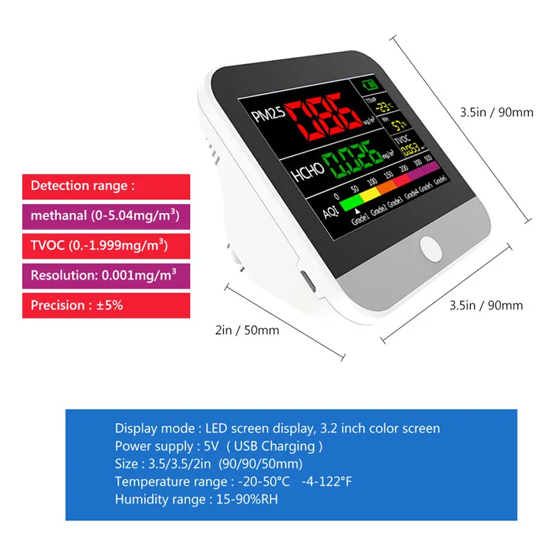Многофункциональный детектор качества воздуха PM2.5 газовый анализатор Пылевой
