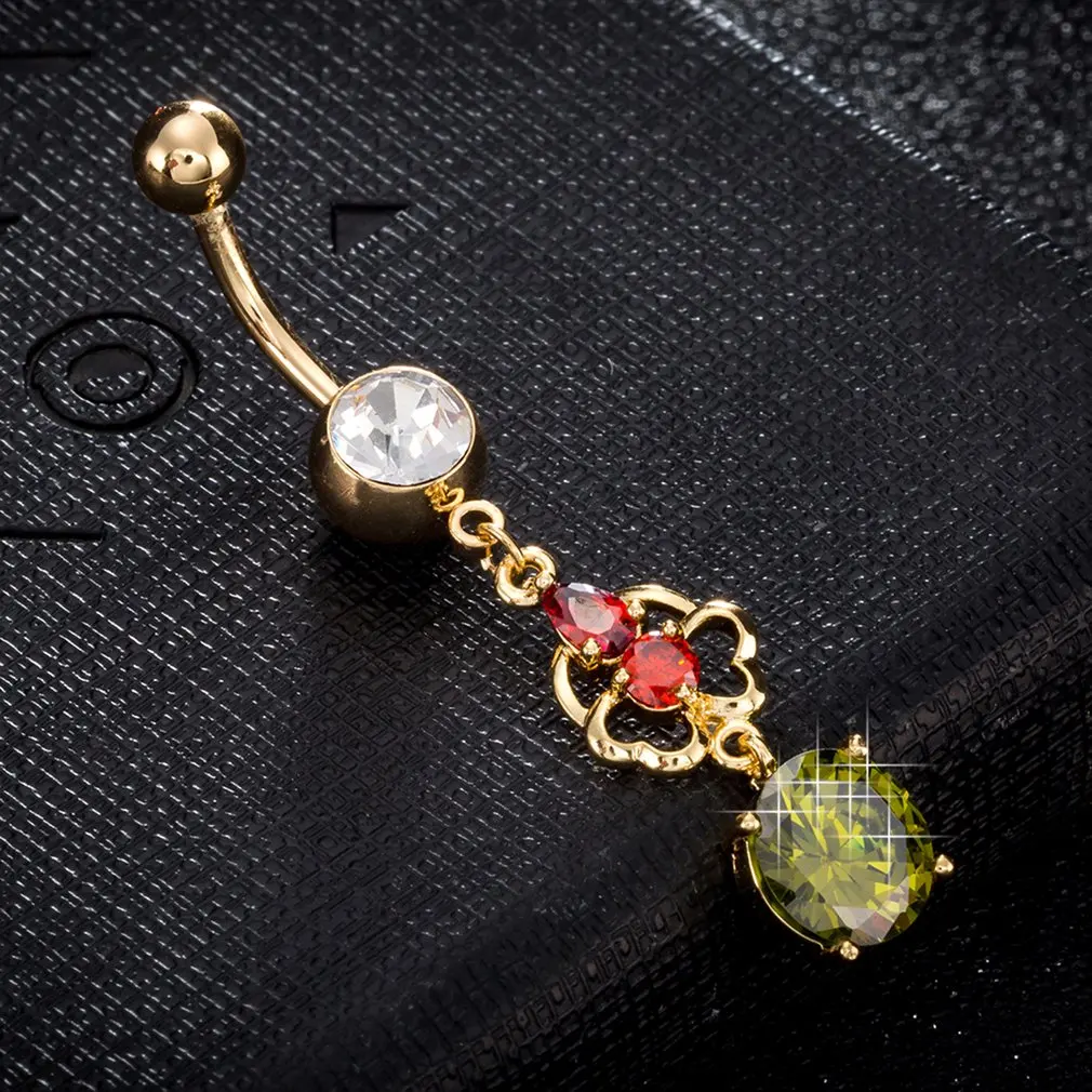 Двойное лепестковое циркониевое кольцо для пупка украшение женщин подарок
