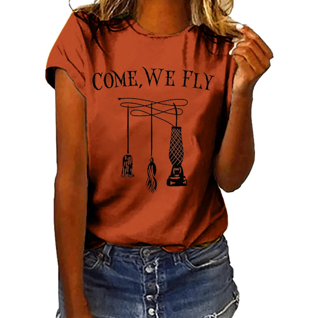 Осенняя женская блузка свободная с буквенным принтом короткий рукав Suumer рубашка