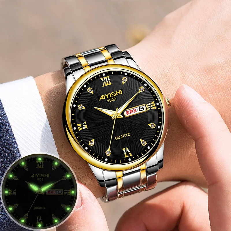 

2021 AIYISHI Luxury Design Watch Fashion Business Waterproof Lover Boyfriend Stainless Steel Watch Luminous Quartz Men's Watch