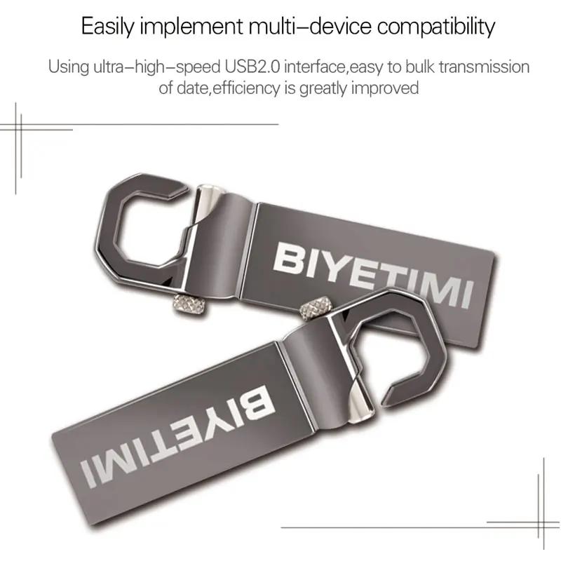 Новинка Usb 2,0, USB флеш-накопитель Biyetimi для ПК, 64 ГБ, 32 ГБ, 16 ГБ, 4 Гб, металлическая флешка, высокоскоростной флеш-накопитель, USB флешка с реальной емкостью