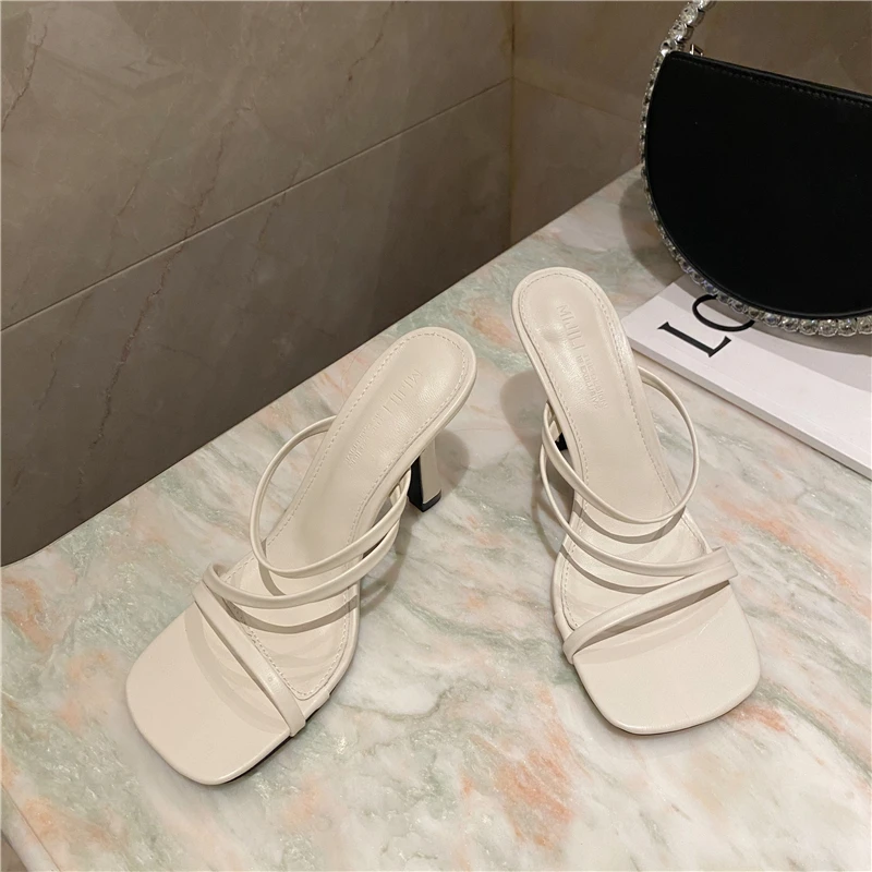 

Fashion Women Slippers Open Toe Narrow Band Hollow Slip On Mules Shoes Slides Party Pumps Dress Shoes Party Pumps Size 35-39