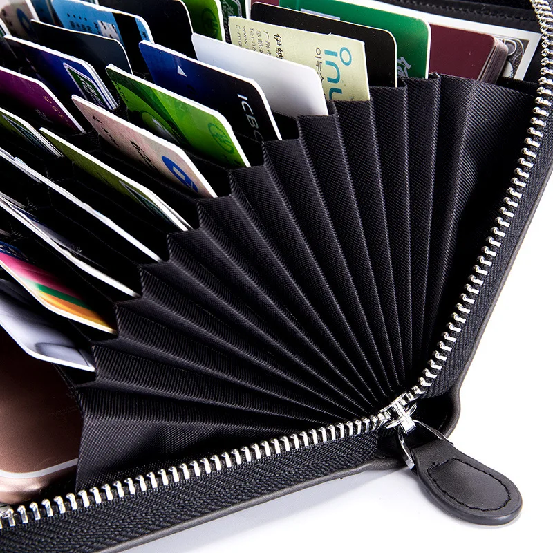 

GO-LUCK Genuine Leather 36 Bits Credit Card Holder Purse Women Clutch Wallet Ladise Mobile Phone Pouch Passport Wallets