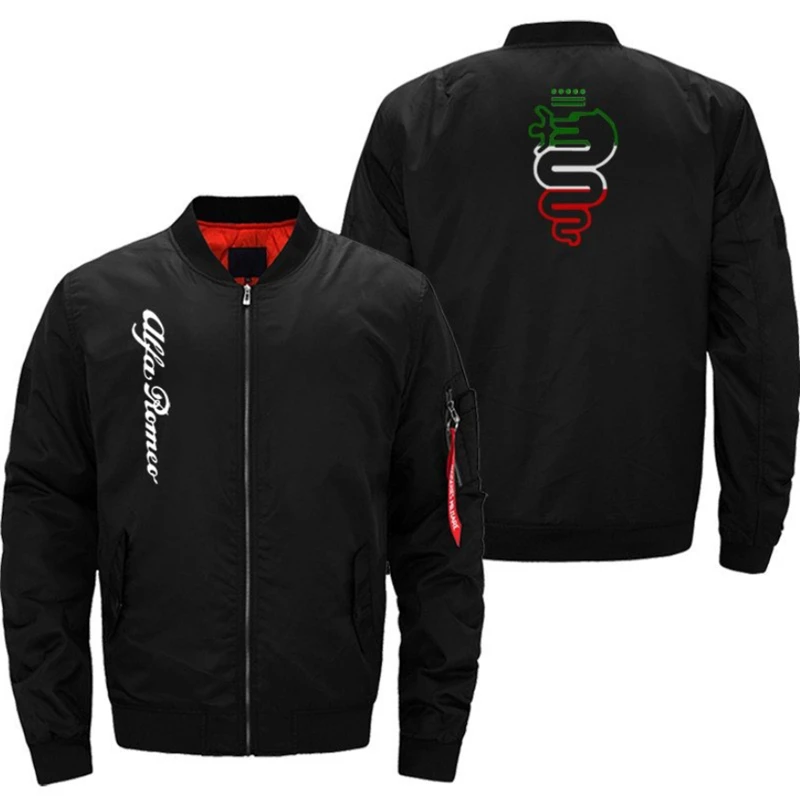 

Alfa Romeo Logo Mens Flying jacket Wintter Warm Slim Fit Fly Pilot jacket men Print Sweatshirt Hip Hop Harajuku 3 Colors
