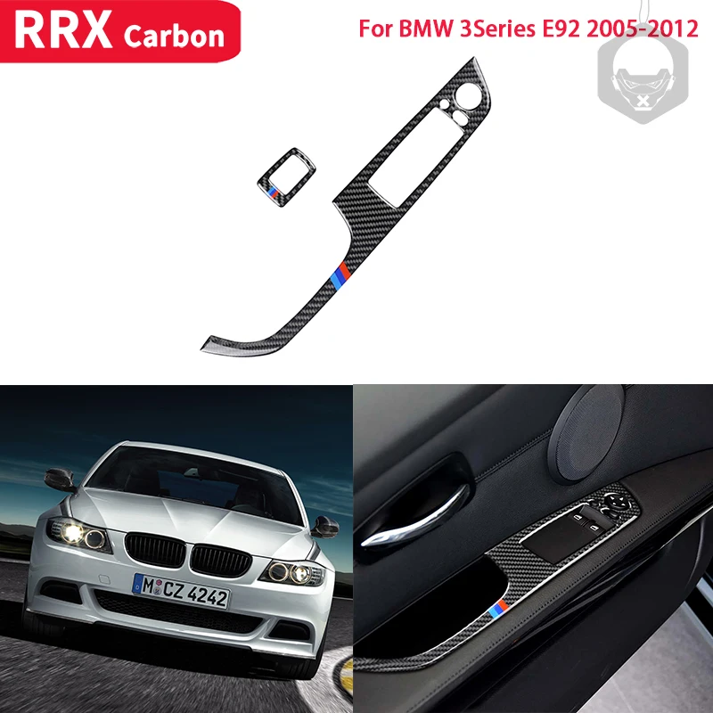

RRX Car Window Lift Switch Decor Frame Carbon Fiber for BMW E92 2005 2006 2007 2008 2009 2010 2011 2012 Car Sticker