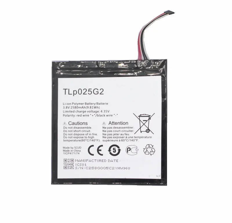 1x2580 мАч/9.81Wh TLp025GC TLp025G2 Батарея для Alcatel Работает с любым оператором запасные One Touch