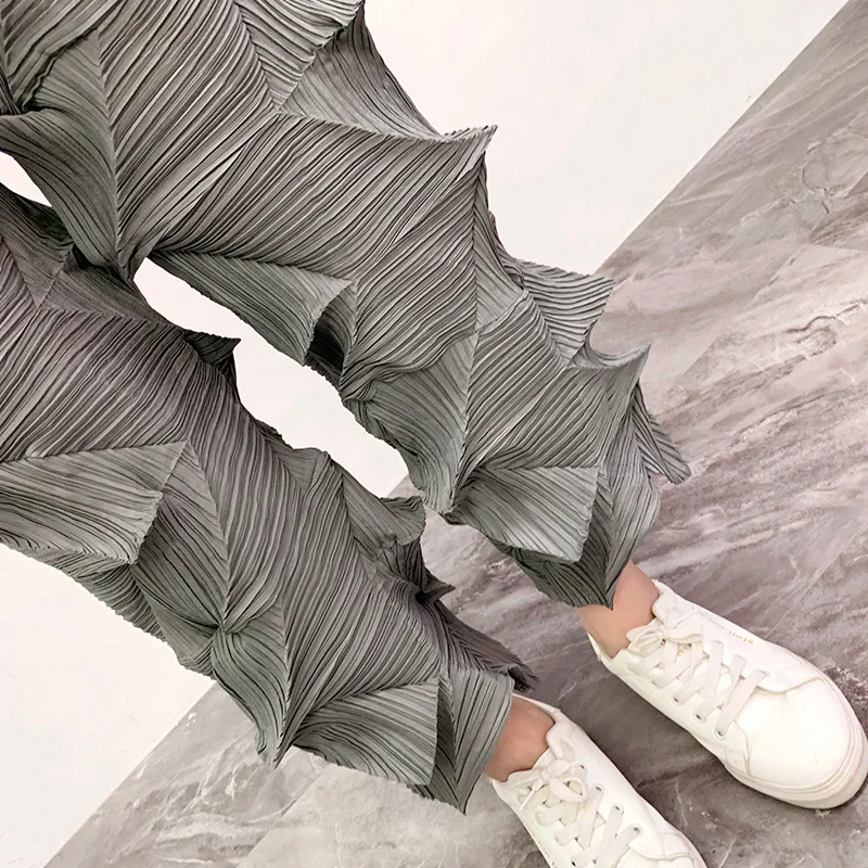 Женские осенние брюки размера плюс новинка 2019 эластичные плиссированные