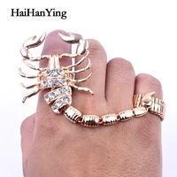 new exaggerated punk scorpion two piece ring crystal adjustable retro personality animal big ring special rock style jewelry
