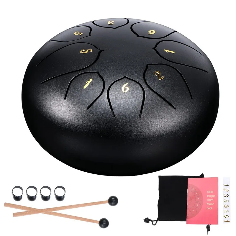 

Tongue Drum 6 Inch 8 Tune Steel Hand Pan Drum Tank Drums With Drumsticks Carrying Bag Percussion Instruments Handpan Gift