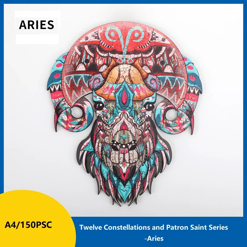 

2021Top Quality 3D Wooden Jigsaw Puzzle Twelve Constellations and Patron Saint Series-Aries Educational Games Christmas Gifts