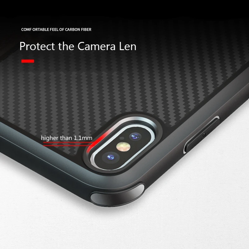Чехол с защитой от падения 6D для iphone 11 Pro XS MAX X XR 7 8 6 6s Plus Углеволокно защита всего