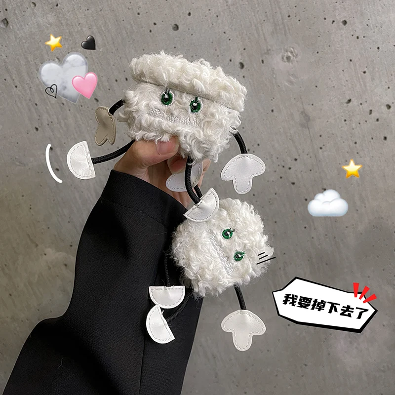 Cartoon Case Little Sheep Earphone Case For AirPods Pro 3 Furry Warm Hands Silicone Protective Case For AirPods 1 2 Plush Case недорого