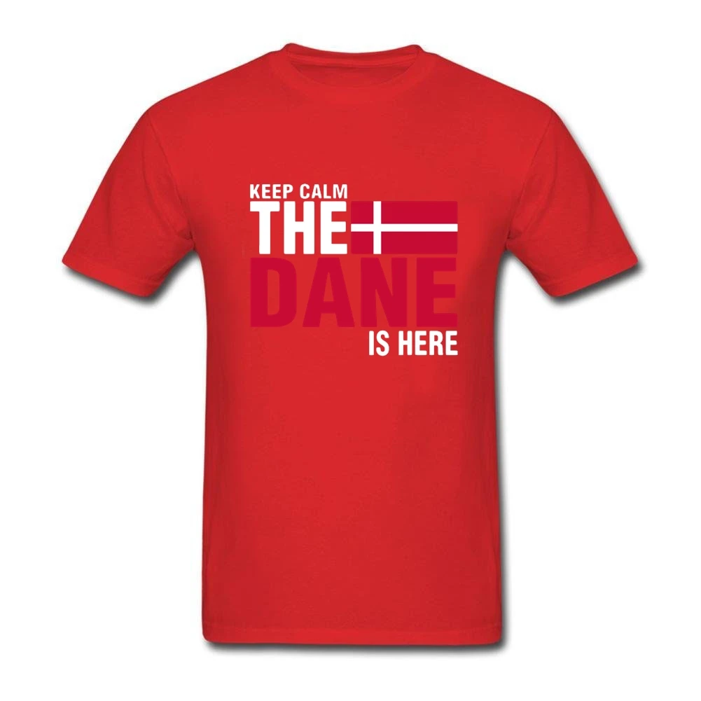 The Flag T shirt keep calm fear the dane is here Printed Tees Teenage Round Neck Short Sleeve Shirt Humor Cool Shirts | Мужская одежда