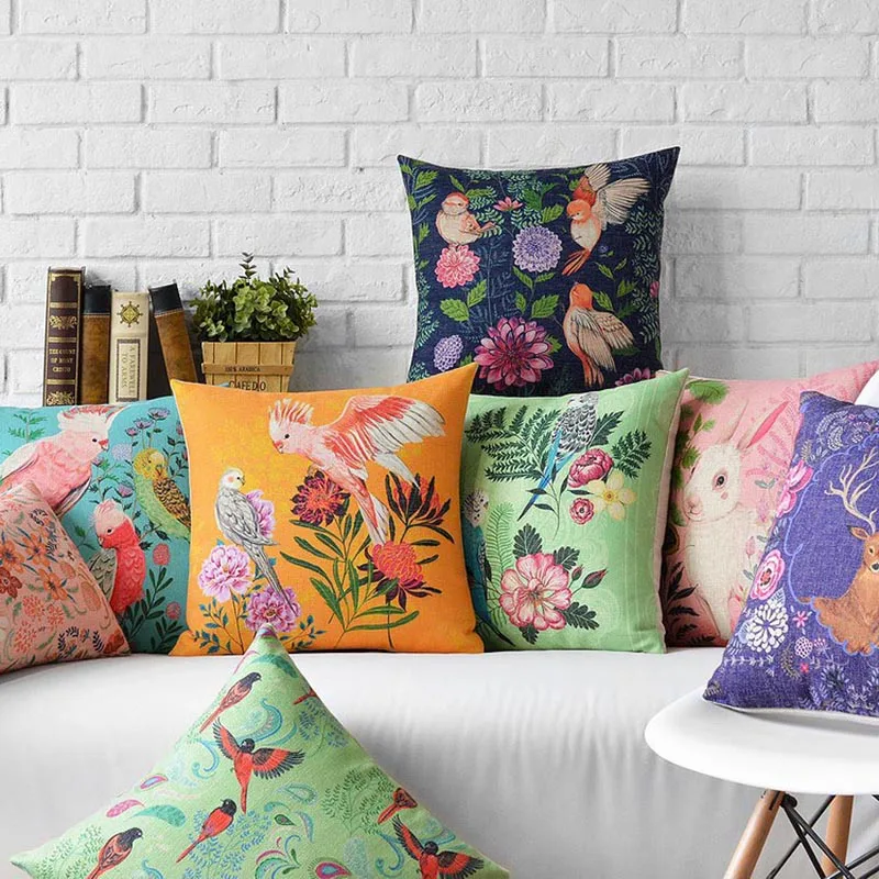 Cushion Cover Parrot Bird Pillow Case Firm Flower Sofa Butte