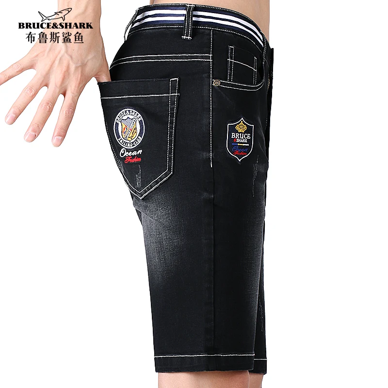 Джинсовые шорты мужские стрейчевые модные тонкие мягкие хлопковые короткие