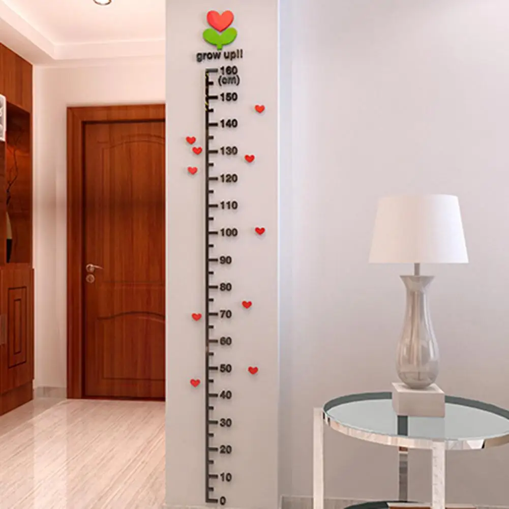 Новые измерения высоты стикеры Настенные акриловые дерево Sprouts сердце Ростомер