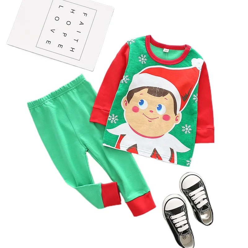 Весенне осенний Европейский Рождественский топ для мальчиков и девочек + брюки