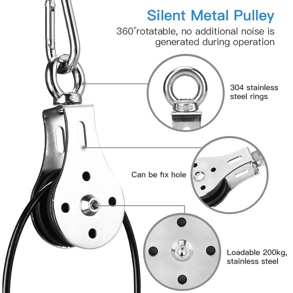 

1set Home Workout Sport Extensions Stainless Steel Smooth Hand Training Fitness Pulley Cable System DIY Equipment Easy Install