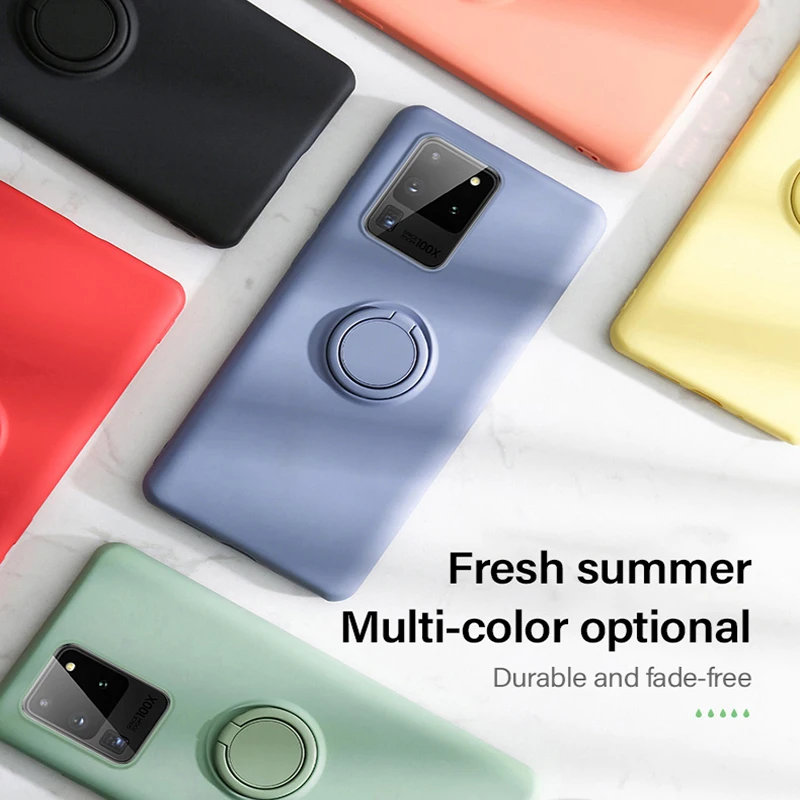 

Ultra-thin Silicone Magnetic Phone Case For Samsung Galaxy S21 S20 S10 E S9 S8 Note 20 10 9 Plus Ring Bracket Cover