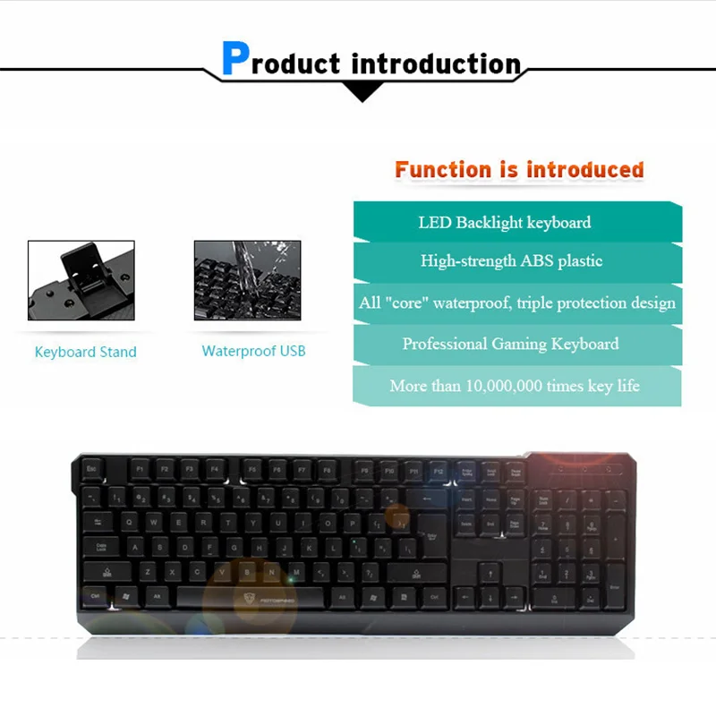 Механическая игровая клавиатура с 104 клавишами светодиодная цветная проводная USB