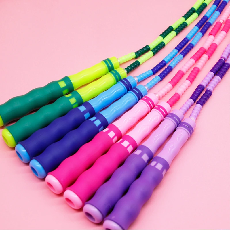 

Beginner Bamboo Jumping Rope Kindergarten Children Unknotted Jumping Rope Pattern Adjustable Soft Bead Jumping Rope