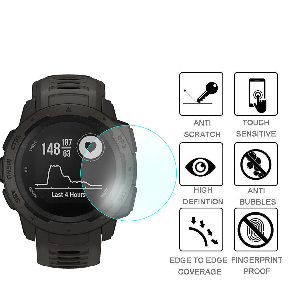

Full Screen Protector Films For Garmin Instinct Watch HD 9H 2.5D Tempered Protective Glass Explosion-proof Anti Scratch New Film
