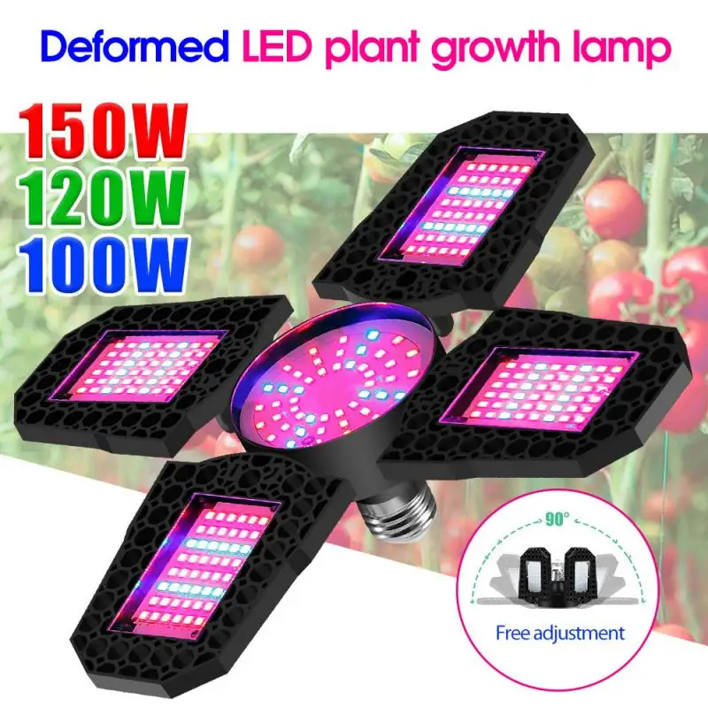 

100W/120W/150W Foldable LED Grow Light Full Spectrum E27 Plant Growing Light Phytolamp Bulb For Indoor Plants Flower Seedling