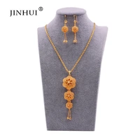 dubai jewelry sets gold necklace pendant earring set for women african france wedding party jewelery ethiopia bridal gifts