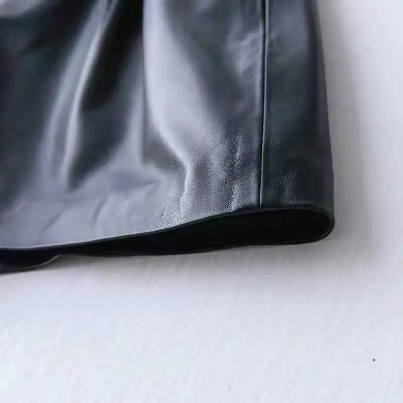 

Genuine Leather Women Spring And Autumn 2021 New Sheepskin Wide Leg Leather Pants Women's High Waist Wear Loose Thin Shorts Boot