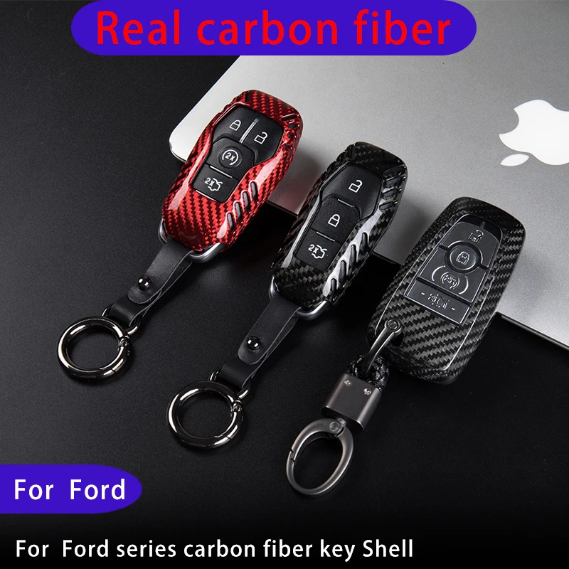 

Чехол для ключа для Ford Ranger Fiesta Mondeo Mk4 Escort Everest 2019 S Max Kuga2 Focus MK3 Ecosport из углеродного волокна