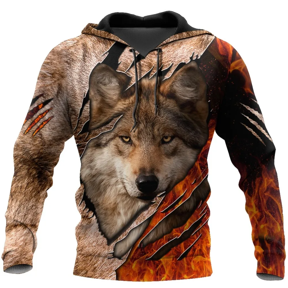 

Autumn Fashion Hoodies Animal Wolf Beautiful Design 3D All Over Printed Mens Sweatshirt Unisex Zip Pullover Casual