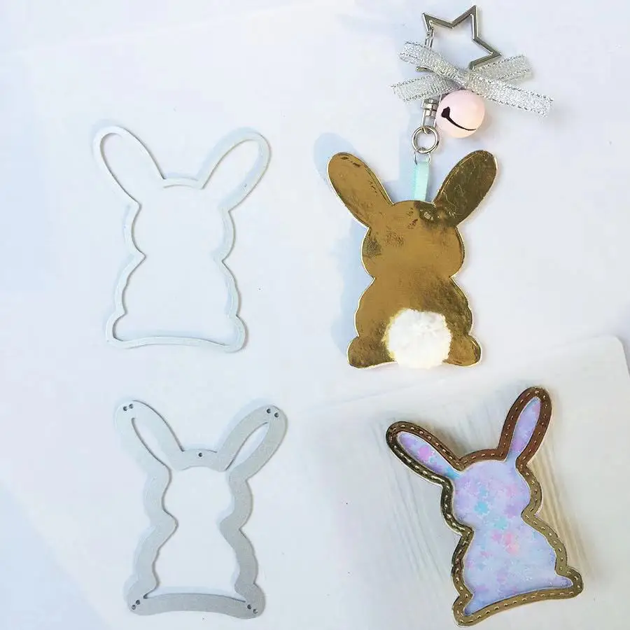 2 шт. штампованная открытка с милым кроликом на Пасхальной тематике