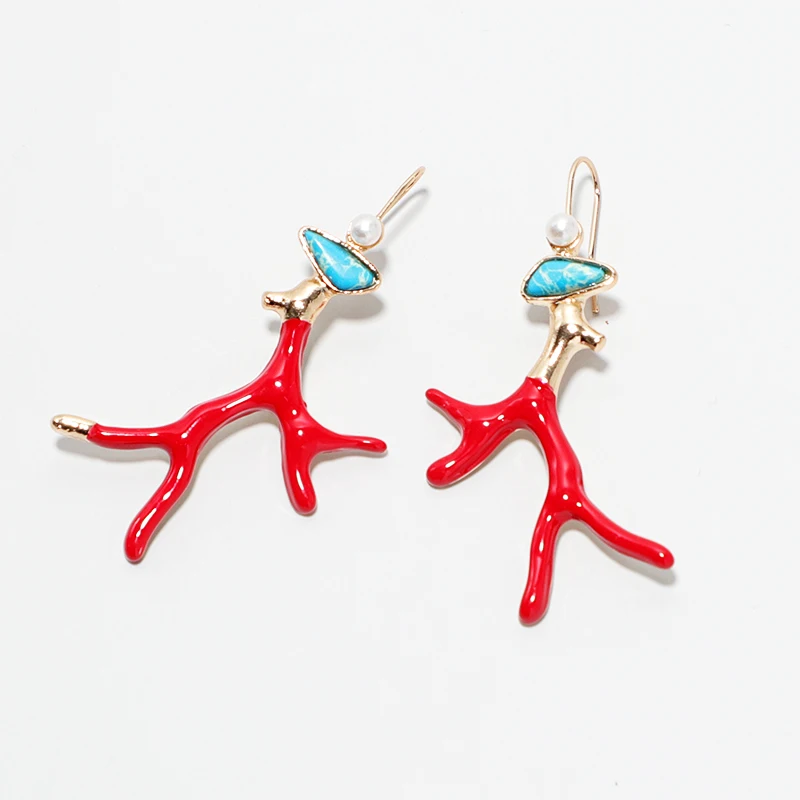 Коми Бохо модные коралловые ветви дерева висячие резиновые Висячие серьги для