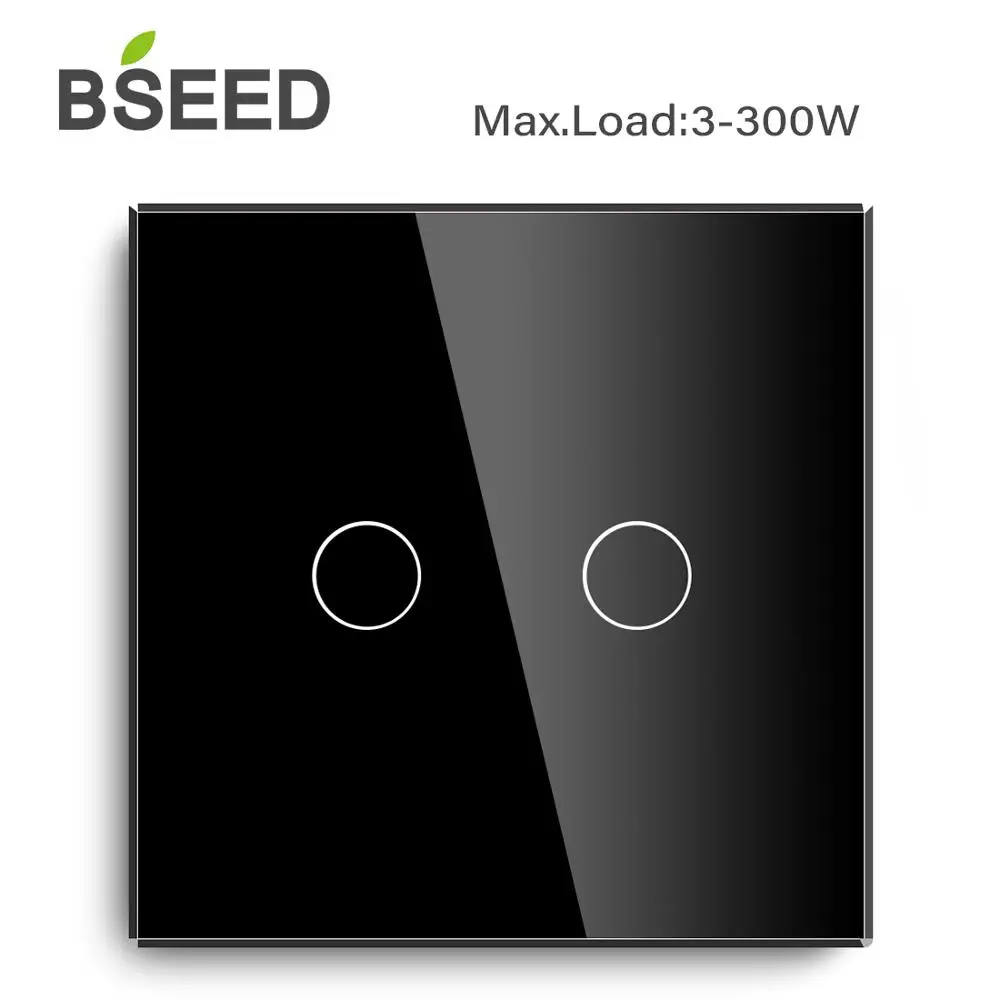 Сенсорный выключатель Bseed 2 клавиши 1 канал 300 Вт стандарт ЕС домашний света черный