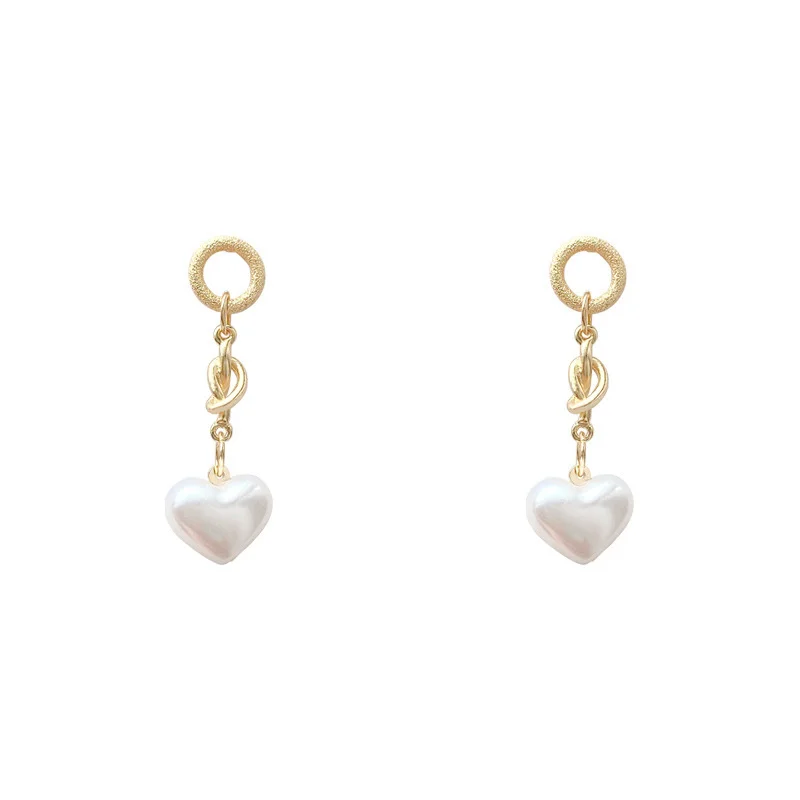 

Silver Needle Metal Pearl Love 2021 Cute/romantic High Quality Earring for Women Girls European Bridal