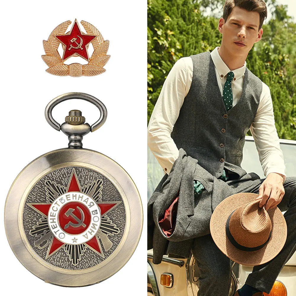 Pocket Watch Necklace Gift Set for Men Stainless Steel Quartz Pocket Watch Men Vintage Pendant Necklace Best Gifts for Men